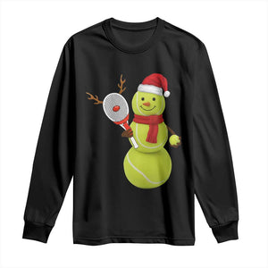 Funny Christmas Tennis Snowman Long Sleeve Shirt Tennis Lover Gift TS12 Black Print Your Wear