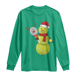 Funny Christmas Tennis Snowman Long Sleeve Shirt Tennis Lover Gift TS12 Irish Green Print Your Wear