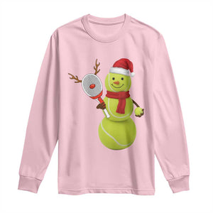 Funny Christmas Tennis Snowman Long Sleeve Shirt Tennis Lover Gift TS12 Light Pink Print Your Wear