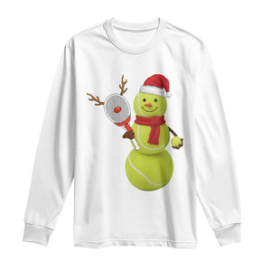 Funny Christmas Tennis Snowman Long Sleeve Shirt Tennis Lover Gift TS12 White Print Your Wear