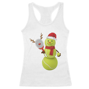 Funny Christmas Tennis Snowman Racerback Tank Top Tennis Lover Gift TS12 White Print Your Wear