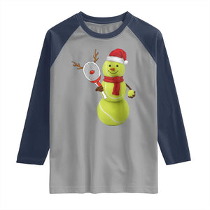 Funny Christmas Tennis Snowman Raglan Shirt Tennis Lover Gift TS12 Sport Gray Navy Print Your Wear