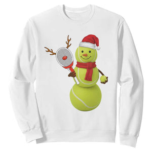 Funny Christmas Tennis Snowman Sweatshirt Tennis Lover Gift TS12 White Print Your Wear
