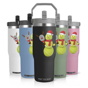Funny Christmas Tennis Snowman Flip Straw Tumbler Tennis Lover Gift TS12 Print Your Wear