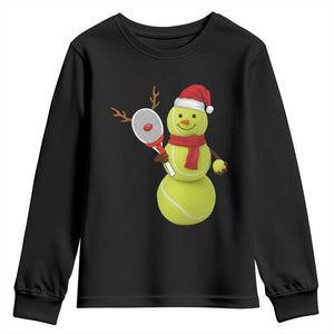 Funny Christmas Tennis Snowman Youth Sweatshirt Tennis Lover Gift TS12 Black Print Your Wear