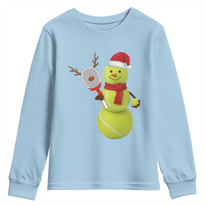 Funny Christmas Tennis Snowman Youth Sweatshirt Tennis Lover Gift TS12 Light Blue Print Your Wear