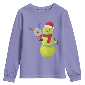 Funny Christmas Tennis Snowman Youth Sweatshirt Tennis Lover Gift TS12 Violet Print Your Wear