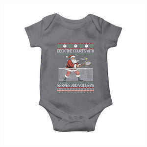 Deck The Courts With Serves And Volleys Baby Onesie Funny Tennis Ugly Christmas TS12 Charcoal Print Your Wear
