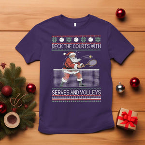Deck The Courts With Serves And Volleys T Shirt Funny Tennis Ugly Christmas TS12 Purple Print Your Wear