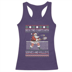 Deck The Courts With Serves And Volleys Racerback Tank Top Funny Tennis Ugly Christmas TS12 Purple Print Your Wear