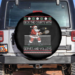 Deck The Courts With Serves And Volleys Spare Tire Cover Funny Tennis Ugly Christmas TS12 No hole Black Print Your Wear