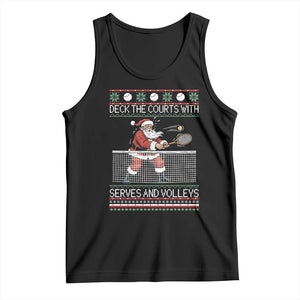 Deck The Courts With Serves And Volleys Tank Top Funny Tennis Ugly Christmas TS12 Black Print Your Wear