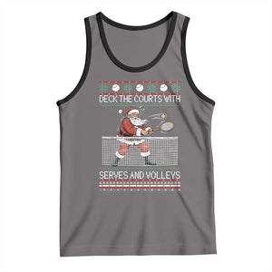Deck The Courts With Serves And Volleys Tank Top Funny Tennis Ugly Christmas TS12 Deep Heather Black Print Your Wear