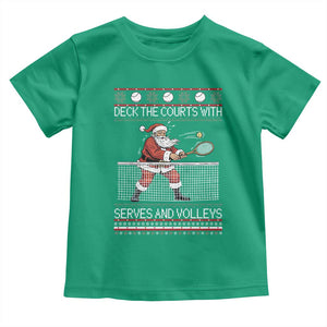 Deck The Courts With Serves And Volleys Toddler T Shirt Funny Tennis Ugly Christmas TS12 Irish Green Print Your Wear