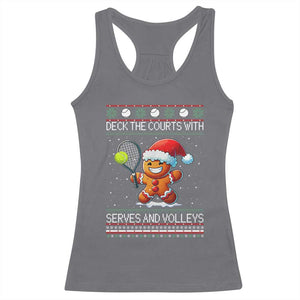Funny Tennis Ugly Christmas Gingerbread Player Gift Racerback Tank Top Deck The Courts With Serves And Volleys TS12 Charcoal Print Your Wear