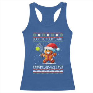 Funny Tennis Ugly Christmas Gingerbread Player Gift Racerback Tank Top Deck The Courts With Serves And Volleys TS12 Royal Blue Print Your Wear