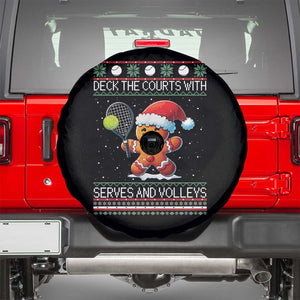 Funny Tennis Ugly Christmas Gingerbread Player Gift Spare Tire Cover Deck The Courts With Serves And Volleys TS12 Black Print Your Wear