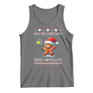 Funny Tennis Ugly Christmas Gingerbread Player Gift Tank Top Deck The Courts With Serves And Volleys TS12 Black Heather Print Your Wear
