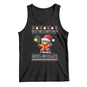 Funny Tennis Ugly Christmas Gingerbread Player Gift Tank Top Deck The Courts With Serves And Volleys TS12 Black Print Your Wear