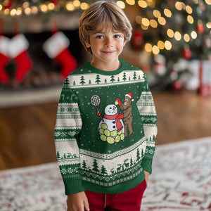 Funny Squatch Christmas Tennis Gift Ugly Christmas Sweater Bigfoot Player Enthusiast TS12 Forest Green Beige Print Your Wear