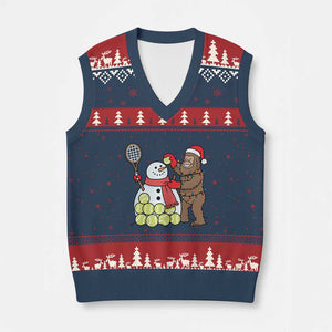 Funny Squatch Christmas Tennis Gift V-Neck Knit Sweater Vest Bigfoot Player Enthusiast TS12 Navy Red Print Your Wear