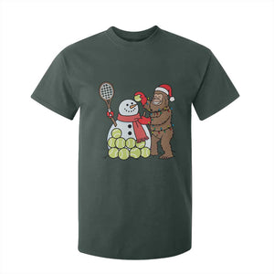 Funny Squatch Christmas Tennis Gift T Shirt For Kid Bigfoot Player Enthusiast TS12 Dark Forest Green Print Your Wear