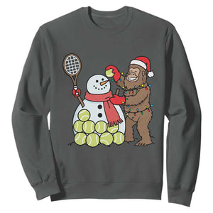 Funny Squatch Christmas Tennis Gift Sweatshirt Bigfoot Player Enthusiast TS12 Dark Heather Print Your Wear