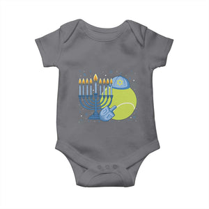 Jewish Tennis Player Hanukkah Baby Onesie Funny Racquet Lover Gift TS12 Charcoal Print Your Wear