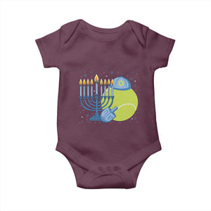 Jewish Tennis Player Hanukkah Baby Onesie Funny Racquet Lover Gift TS12 Maroon Print Your Wear