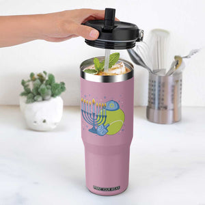 Jewish Tennis Player Hanukkah Flip Straw Tumbler Funny Racquet Lover Gift TS12 One Size: 30 oz Light Pink Print Your Wear