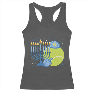 Jewish Tennis Player Hanukkah Racerback Tank Top Funny Racquet Lover Gift TS12 Dark Heather Print Your Wear