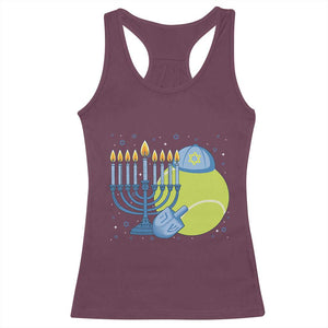 Jewish Tennis Player Hanukkah Racerback Tank Top Funny Racquet Lover Gift TS12 Maroon Print Your Wear