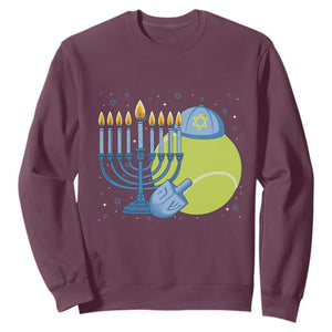 Jewish Tennis Player Hanukkah Sweatshirt Funny Racquet Lover Gift TS12 Maroon Print Your Wear