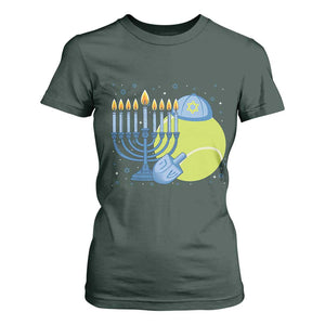 Jewish Tennis Player Hanukkah T Shirt For Women Funny Racquet Lover Gift TS12 Dark Forest Green Print Your Wear