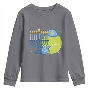 Jewish Tennis Player Hanukkah Youth Sweatshirt Funny Racquet Lover Gift TS12 Charcoal Print Your Wear