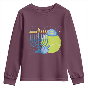 Jewish Tennis Player Hanukkah Youth Sweatshirt Funny Racquet Lover Gift TS12 Maroon Print Your Wear