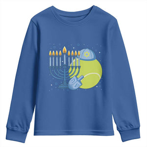 Jewish Tennis Player Hanukkah Youth Sweatshirt Funny Racquet Lover Gift TS12 Royal Blue Print Your Wear