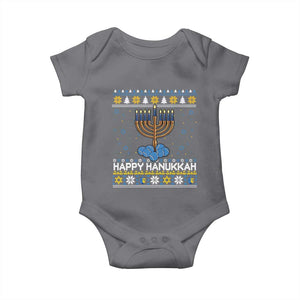 Funny Happy Hanukkah Ugly Sweater Tennis Lover Gift Baby Onesie TS12 Charcoal Print Your Wear