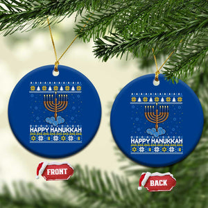 Funny Happy Hanukkah Ugly Sweater Tennis Lover Gift Ceramic Ornament TS12 1pc Blue Print Your Wear