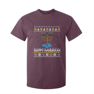 Funny Happy Hanukkah Ugly Sweater Tennis Lover Gift T Shirt For Kid TS12 Maroon Print Your Wear