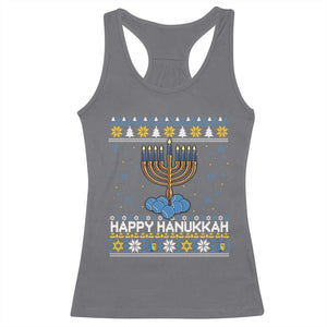 Funny Happy Hanukkah Ugly Sweater Tennis Lover Gift Racerback Tank Top TS12 Charcoal Print Your Wear