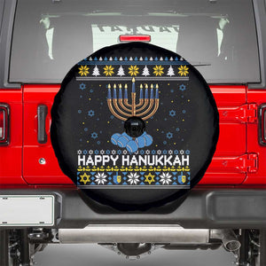Funny Happy Hanukkah Ugly Sweater Tennis Lover Gift Spare Tire Cover TS12 Black Print Your Wear