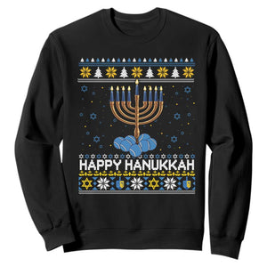 Funny Happy Hanukkah Ugly Sweater Tennis Lover Gift Sweatshirt TS12 Black Print Your Wear