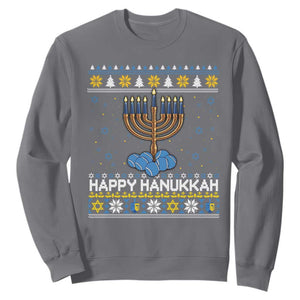Funny Happy Hanukkah Ugly Sweater Tennis Lover Gift Sweatshirt TS12 Charcoal Print Your Wear