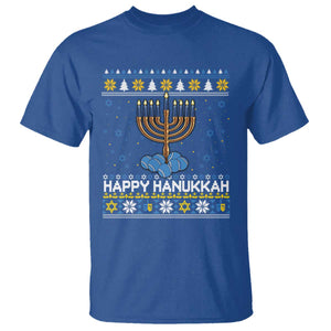 Funny Happy Hanukkah Ugly Sweater Tennis Lover Gift T Shirt TS12 Royal Blue Print Your Wear