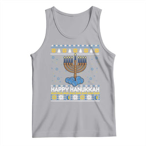 Funny Happy Hanukkah Ugly Sweater Tennis Lover Gift Tank Top TS12 Athletic Heather Print Your Wear