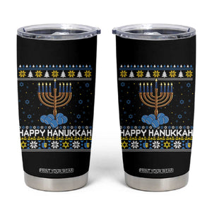 Funny Happy Hanukkah Ugly Sweater Tennis Lover Gift Tumbler Cup TS12 Black Print Your Wear