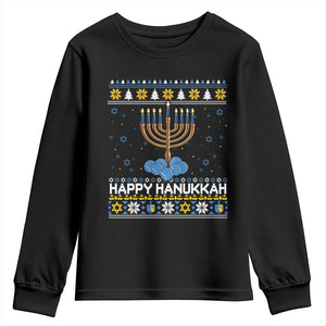 Funny Happy Hanukkah Ugly Sweater Tennis Lover Gift Youth Sweatshirt TS12 Black Print Your Wear