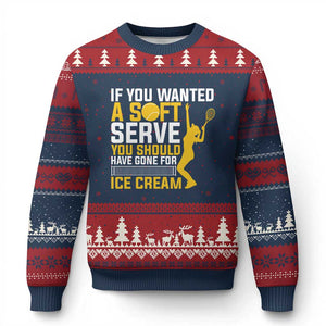 If You Wanted Soft Serve Gone For Ice Cream Ugly Christmas Sweater Tennis Lover Gift TS12 Navy Red Print Your Wear