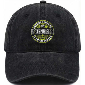 Education Is Important But Tennis Is Importanter Washed Cotton Baseball Cap Tennis Lover TS12 Print Your Wear